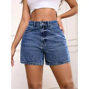 Women's High Waisted Versatile Denim Shorts Vintage Wash Loose Fit Knee Length Casual Retro Style Fashion