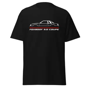 Premium T-Shirt For Mustang Foxbody 5.0 Coupe Car Enthusiast Grandpa Dad Son Birthday Gift Men's Tee Classic Cotton