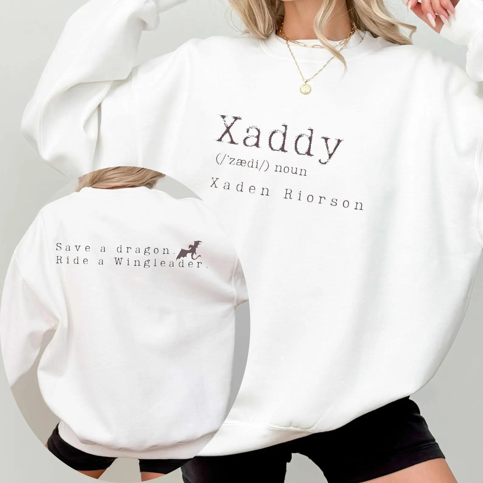 Xaddy Shirt, Xaddy Two Sided Sweater, Xaden Riorson, Xaden Fourth Wing Shirt, Fourth Wing Merch, Iron Flame Sweatshirt, Rebecca Yarros Apparel