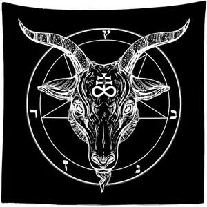 Demon Satanic Goat Tapestry Black Symbol Divination Banner Flag Wall Art Hanging,For Decorate Clubs Concerts Bars University Dormitories Living Rooms Bedrooms Decor Tapestry Parties,Gift