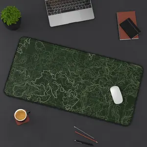 Green Topographic Map Desk Mat – Tactical Camo Extended Mouse Pad, Gaming & Office Desk Pad, Non-Slip Rubber Base