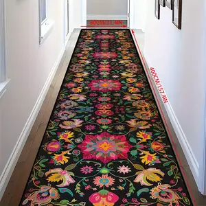 Abstract Floral Pattern Boho Area Rug, Soft Crystal Velvet Carpet for Bedroom Kitchen Laundry Room Outdoor Picnic Thick Long Mat