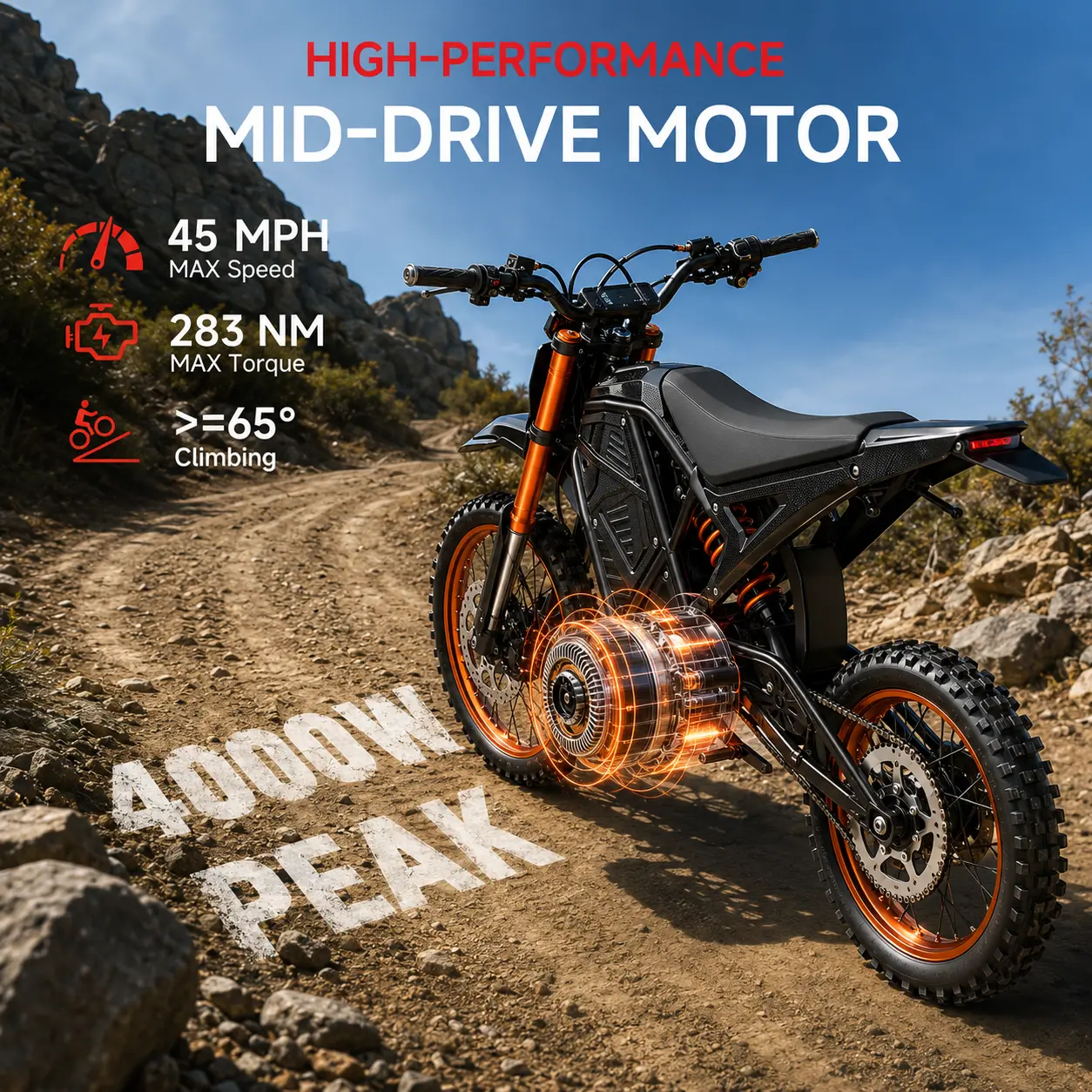 60V 4000W Adult Electric Dirt Bike, 45 MPH Top Speed, 20.8Ah Battery, 50-mi Range, 14/12-Inch Off-Road Tires, Ideal Outdoor Sports Gift brake hydraulic tiktokshopbacktoschool Fat Tire Ebike