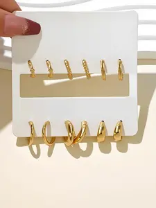 Mini Simple Ear Cuff Set, 12pcs Metal Earrings, Hoop Earring Sets, Classic Design, Non-Piercing Ear Clips, Fashion Jewelry for Women