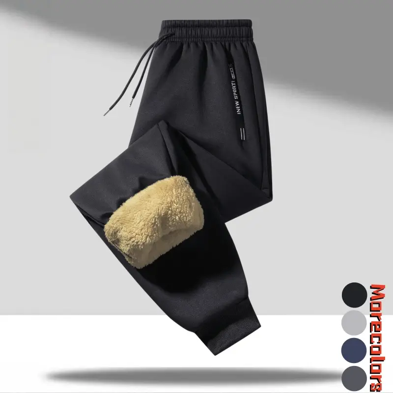 Men's Big & Tall Sherpa-Lined Joggers – Wind-resistant, zip pockets, drawstring waist, ribbed cuffs, cozy & relaxed fit