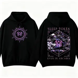 Sleep Token Even In Arcadia Flamingo Hoodie Unisex Long Sleeve Pullover for Rock Music Fans Double-Sided Graphic Ideal Gift for Music Lovers
