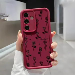 Lucky Elegant Black Rose Soft&Flexible TPU Silicone Phone Case For Galaxy S26 Ultra S25 Edge S24 FE S23 S22 S21 Plus A13 A14 A15 A16 A17 A33 A34 A35 A36 A52 A53 A54 NOTE20 Durable|Shockproof|Full Camera Protection|Anti-Fingerprint summerwins