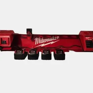 Battery and Charger Station wall mount rack CNC Cut Metal Construction for Garage Organization 16 Gauge Metal 36 Inches Long 8lbs Weight Wall-Mounted