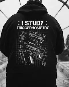 I Study Triggernometry Hoodie – Gun Diagram Mechanic Humor T Shirt for Men – Tactical Firearm Enthusiast Graphic Sweatshirt
