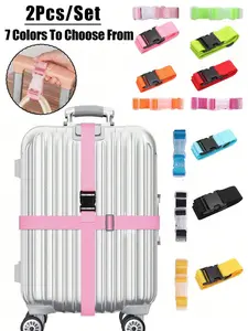 Adjustable Luggage Straps Set, Travel Essentials, Portable Release Buckle, Fits Various Suitcases, Home Office School Use, 7 Colors Available
