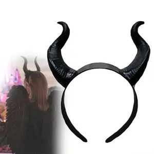 Movie Black Queen Witch Demon Evil Cosplay Headwear Removable Black Horn Accessories Headband Headdress Halloween Carnival PropsCustomization takes 10 days