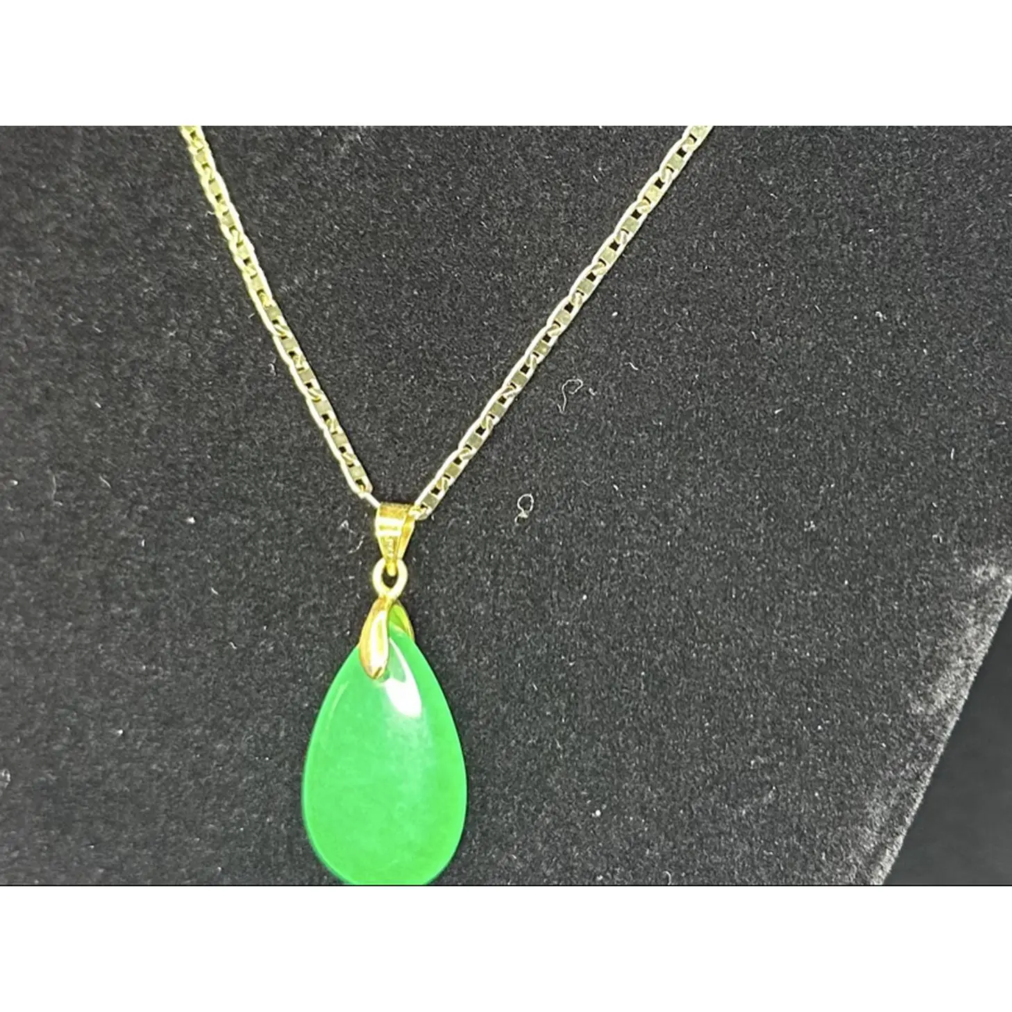 24" 14k  Gold Filled Necklace Bundle with Beautiful Green Rock Pendant Waterproof and Tarnish Resistant Jewelry