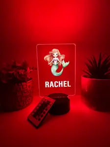 Mermaid, Scales, Fin, Tail, LED Night Light Birthday Gifts For Toddlers, kids, Baby, Newborn, Girl, Christmas Present, Baby Shower, Bedroom Decor, FREE Personalization, 16 Color Options light with remote included, Made in USA, Push Gift Nursery Decoration