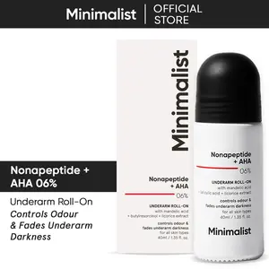 Minimalist Nonapeptide + AHA 6% Underarm Roll on | Fragrance & Aluminium Free Exfoliant for Odour Control & Pigmentation | For Women & Men