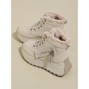 Women's Winter Boots, Silver Color Loafers, Thick Sole Mary Janes, Casual Sporty Shoes, Warm Snow Boots for All Seasons(Sheets)
