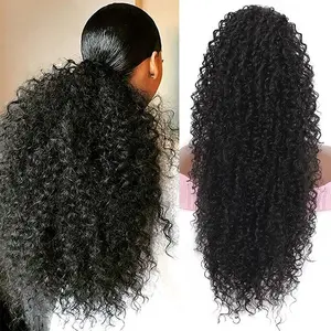 Drawstring Clip-in Curly Ponytail 20 Inch Curly Pony Hair Women Afro Kinky Hair Extension New