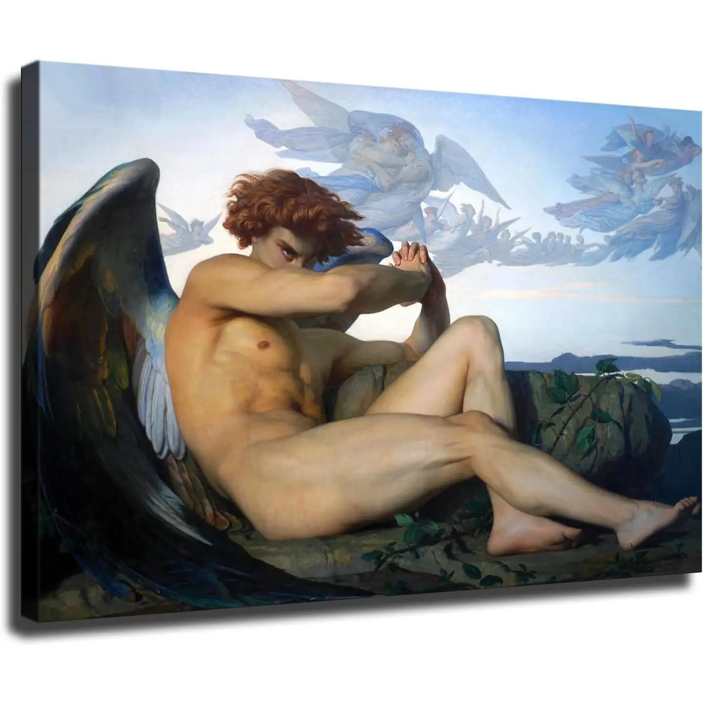 Fallen Angel Canvas Painting by Alexander Cabanel Christian Poster Framed Decor Ornaments Room Wall Decoration Photo Artistic Print