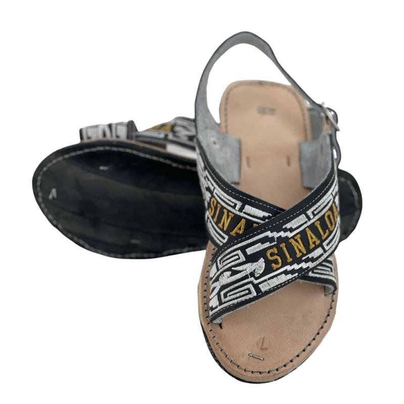 Huaraches de Estados de Mexico / Crossed sandals embroidered Mexican States Tire Sole Natural Cowhide Leather