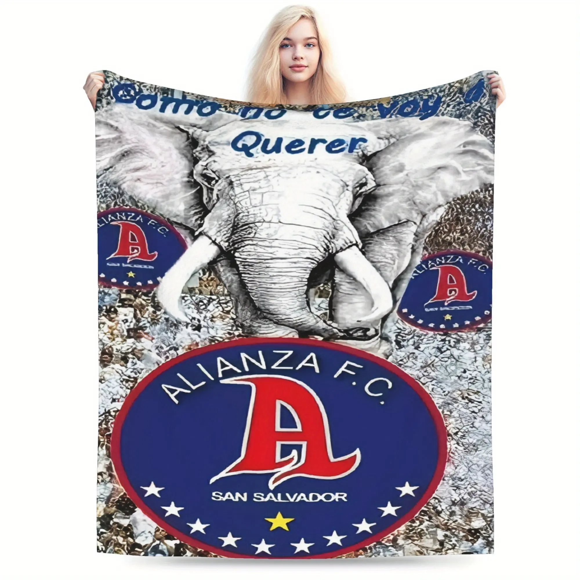 Retro Microfibre Alianza F.C. Themed Flannel Blanket - San Salvador Team Shirt Logo Print, Cotton, Wrinkle Resistant, Soft, Warm, Breathable, Durable, Glam, Machine Washable, Multi-Size All-Seasons Bedding Accessory, Fan Gift