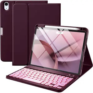 Compatible for iPad Air 11 Inch/Air 5th 4th Generation Case with Keyboard - Folio Keyboard Cover with Pencil Holder for iPad Air 11-inch M3/M2 (2025/2024), Air 5/Air 4 (Mulberry)