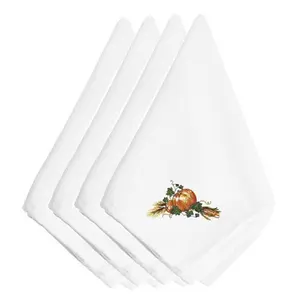 212 MAIN Thanksgiving Harvest Bounty Embroidered Napkins, 4-Piece Set with Harvest Motif, Four Pieces