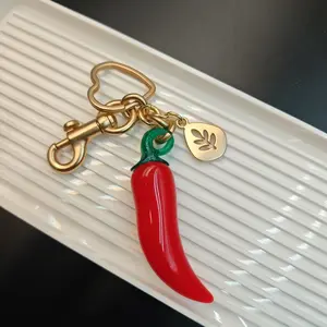 Rural style keychain - vegetable, fruit, red chili pendant keychain