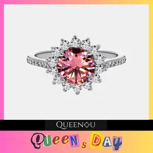 【701】QUEENSDAY "Springtime Symphony" Sunburst 1 Carat Synthetic Moissanite Ring