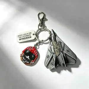 Keychain, 1pcs Top Gun 40th Anniversary Goose Ultimate Wingman Theme, F14 Fighter Jet Metal Pendant, Military Enthusiast Collectible Accessory