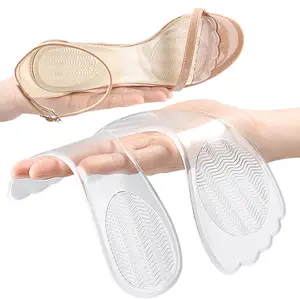 Foot Cushion for Women, Silicone Arch Support Inserts Anti-Slip Gel Insoles with 3/4 Length for Sandals and High Heels
