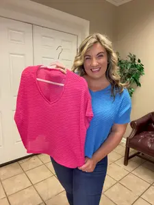 Drop Shoulder Short Sleeve Jacquard Sweater