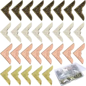 80PCS Book Corner Protectors Metal,Retro Book Corner Protectors，4 Colors，Used for Corner Protectors Decoration of Scrapbook, Photo Album, Notebook, Folder (With Storage Box) GAQWOK