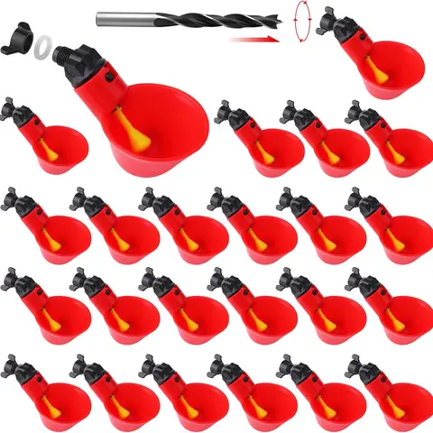 24Pack Chicken Waterer Cups,Poultry Water Cups,Automatic Poultry Waterer for DIY Poultry Quail Duck Chicken Bird Drinker