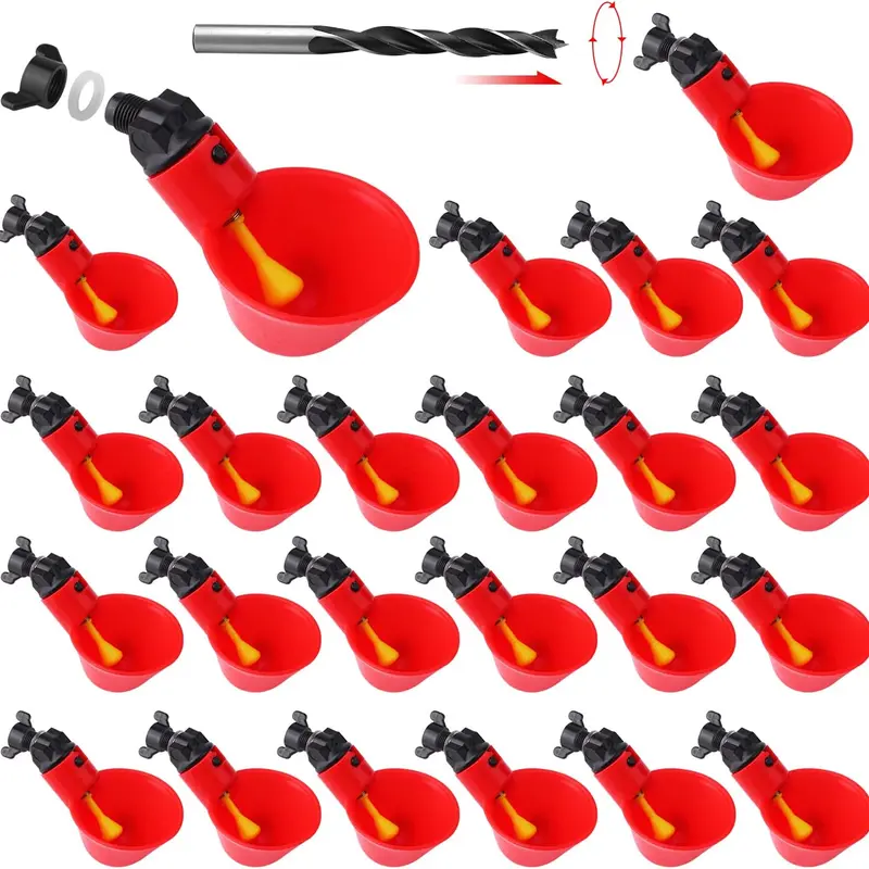 24Pack Chicken Waterer Cups,Poultry Water Cups,Automatic Poultry Waterer for DIY Poultry Quail Duck Chicken Bird Drinker