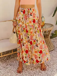Women's Summer Chic Commuter Print Skirt, Boho Floral Half Skirt, Elegant and Stylish, Perfect for Casual and Office Wear