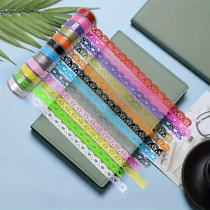 4Rolls, Washi Tape Lace Pattern, 18 Mm Wide Decorative Masking Adhesive Tape Set Colorful For Gift Wrapping, Planner Decoration, Scrapbook, Journal, Art Crafts DIY Album Scrapbook Decoration