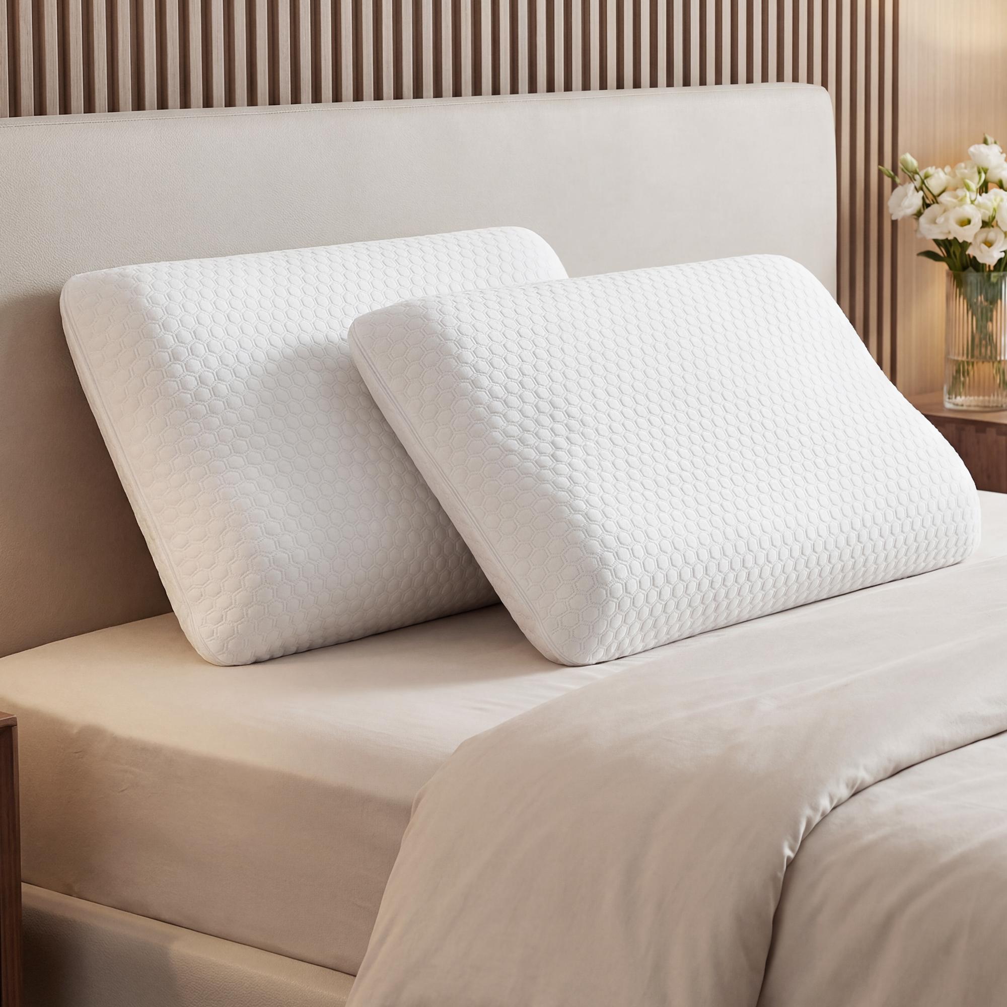 Sweetcrispy Orthopedic Memory Foam Pillow - 1-Pack White Standard Size, Durable Ergonomic Support, Cooling Hotel Design, Removable Machine-Washable Cover, Pillows for Sleeping, Bed Accessories for Side Sleepers
