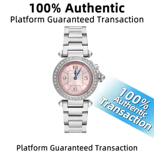 Cartier Pasha Series W3140008 Watch with Aftermarket Diamond Bezel 27mm Pink Dial Stainless Steel Quartz Movement with Aftermarket Diamonds WHT030450