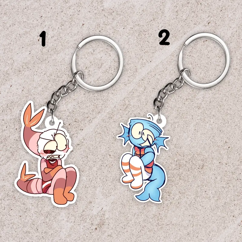 Moonshelly dandy's world keychain: Shrimpo and Finn, Shrimpodandysworld, Finndandysworld
