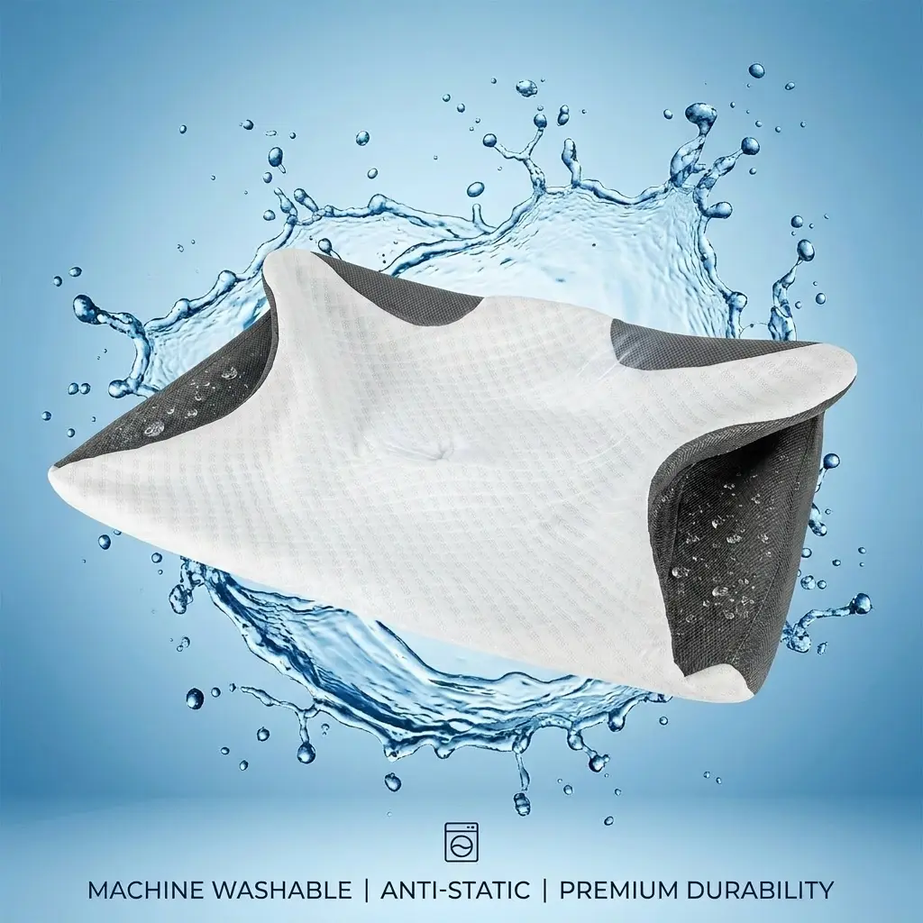 Grey Cervical Memory Foam Pillow Cover - Hypoallergenic Contour Orthopedic Case, 1Pack, for Cervical Neck Standard Pillows【Only pillowcase, pillow insert not included.】, Contoured Fit, Fine Texture, Machine Washable, Orthopedic Sleep, Polyester Spandex