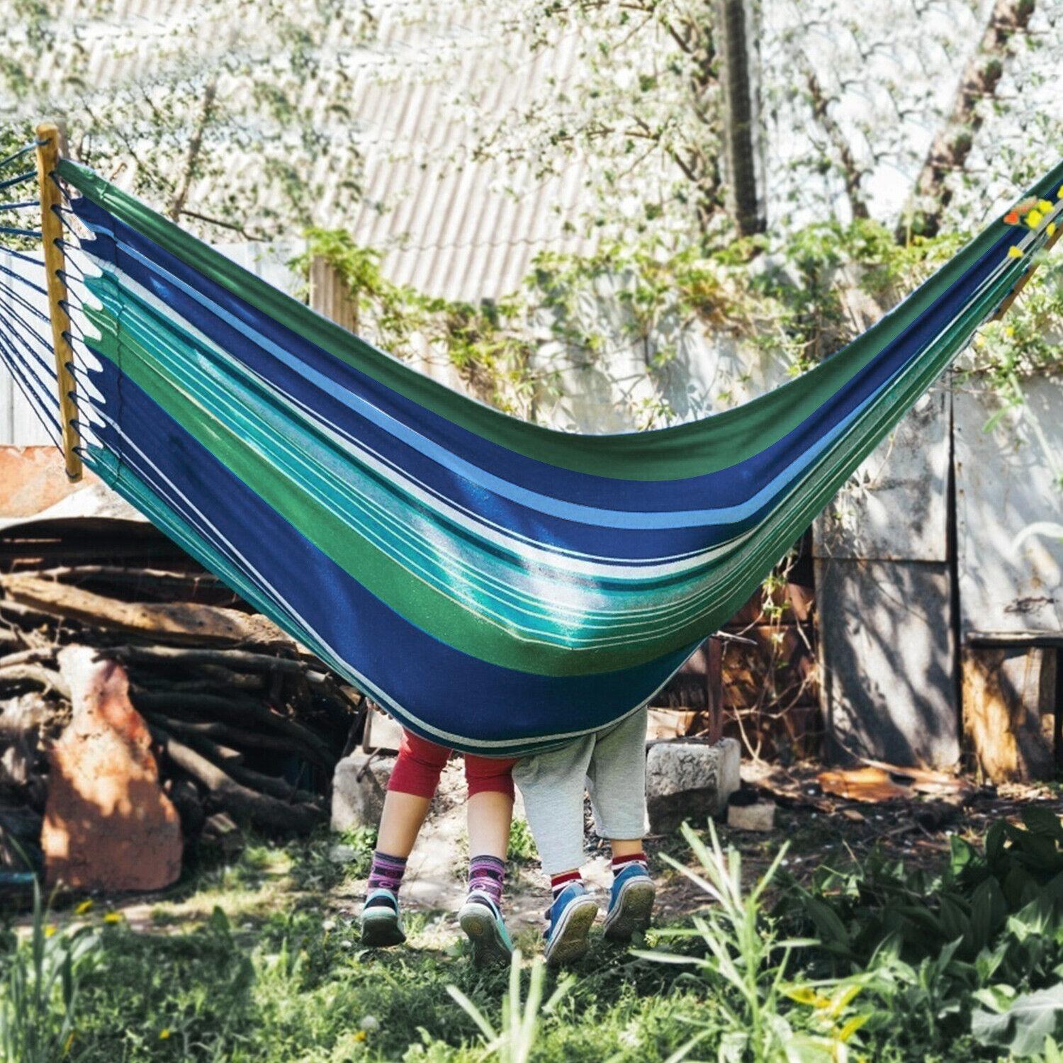 Cotton Camping Hammock 450lb Upgraded Thickened 320G Durable Canvas Fabric Single Hammocks , Camping Outdoor/Indoor Patio Backyard with Travel Bag Cotton Camping Hammock 450lb Upgraded Thickened 320G Durable Canvas Fabric Single Hammocks , Camping Outdoor/Indoor Patio Backyard with Travel Bag
