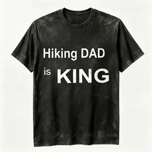 Retro Washed My Dad Is Hiking King Tshirt Vintage Outdoor Mountain Adventure Casual Daily Tops