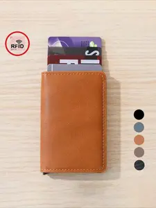 ANTI RFID Wallet for Men - Smart Metal Pop-Up Card Holder, Ultra Thin Slim Minimalist Credit Card Purse, RFID Card Slots, Credit Card Protector, Black Metal Money Clip