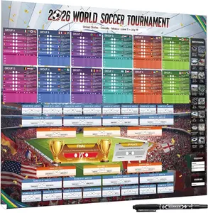 Extra Large 2026 World Soccer Tournament Schedule Poster 39.4x27.6 Inch, Soccer Calendar Wall Chart for Fan Decor