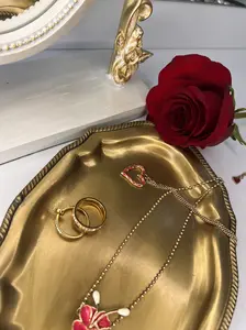 Antique Brass Trinket Plate: Elegant Jewelry Tray / plate