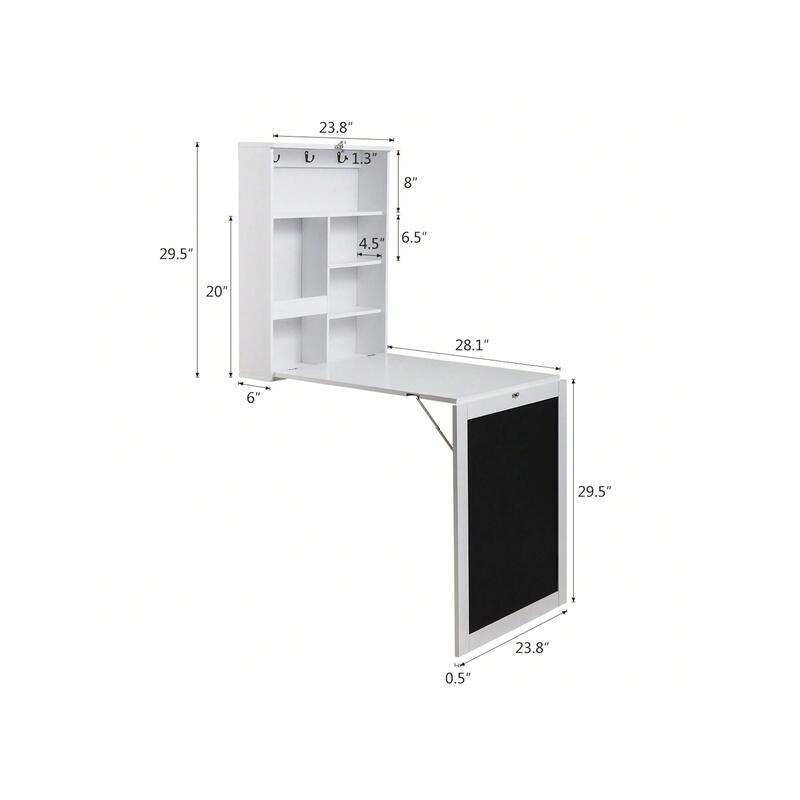 Indoor furniture  Folding Floating Convertible Wall Mounted Table Space Saving Computer Laptop With Storage Bookcase Chalkboard Foldable Writing Desk Home Bed Room Office Furniture White Black