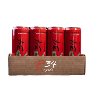 Rapido34 Energy Drink 12 FL OZ. Cans [12 Pack] Beverage Sport Watermelon Natural