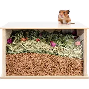 Visible Hamster Digging Box for Syrian Dwarf Campbell Hamsters Gerbils Mice Lemmings Degus or Other Small-Sized Pets (Burlywood)