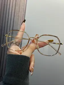 Unisex Simple Style Plain Color Geometry Frame Eyeglasses, Trendy Casual Eyeglasses for Everyday Use, Fashion Accessories for Outdoor Activities