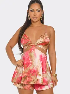 Floral Print Sleeveless Romper for Casual Wear Comfortable Lightweight