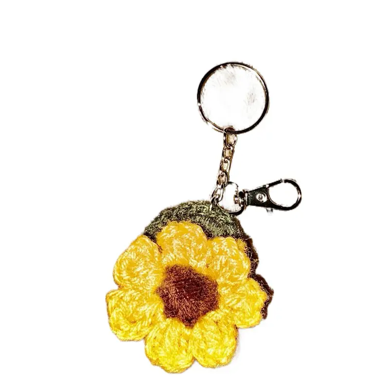 Handmade Crochet Sunflower Keychain - Yellow Flower Design, Ideal for Keychains